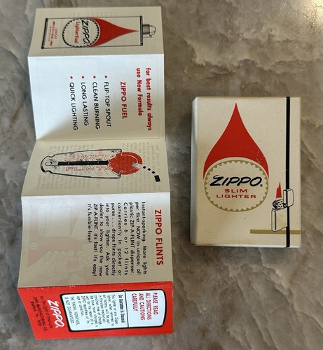 Vintage 1977 Unfired Slim Zippo ROUX Hair Care Lighter In Box - Picture 3 of 20