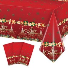 3Pcs Christmas Tablecloth 54x108 Inch Disposable Plastic Christmas Tree