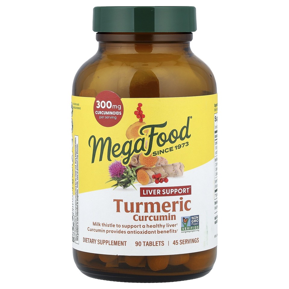 MegaFood Turmeric Strength for Liver 90 Tablets Dairy-Free, Gluten-Free, NSF