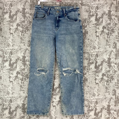Rewash Straight Ankle Jeans Womens Size 5/27 High Rise Distressed Blue Denim - Picture 1 of 17