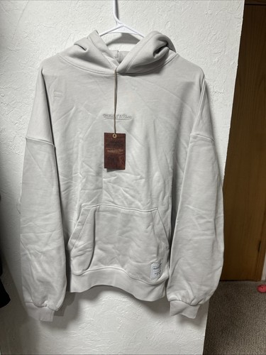 Neu mit Etikett Mitchell & Ness Branded Essentials grau Schriftzug Logo Hoodie Sweatshirt M $ 95