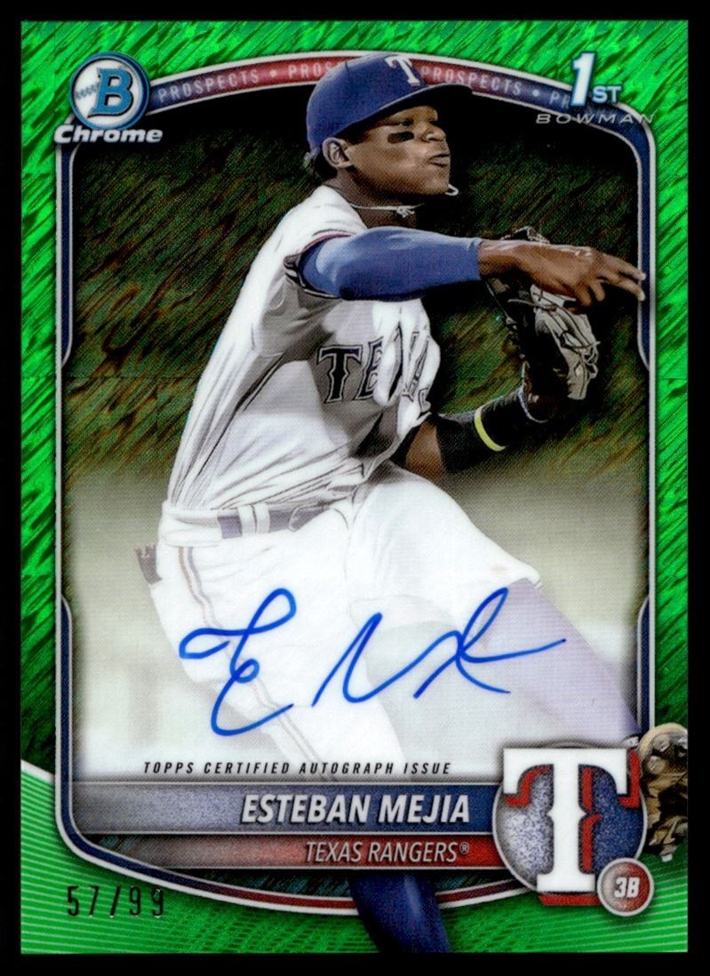 2025 Bowman Chrome 1st GREEN Shimmer Refractor Esteban Mejia Auto /99 #CPA-EM
