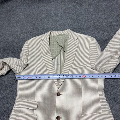 Billy Reid Unstructured Seersucker Linen Blend Italy Blazer Stripe Men 40R Beige - Picture 9 of 12