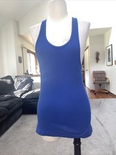 Esportia Blue Tank Cotton Ribbed Tank Top Made In Hong Kong Size Large