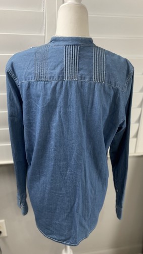 Lauren Ralph Lauren jeansblau weiß gestreiftes geknöpftes Hemd Damengröße 10 LRL - Bild 4 von 15