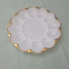 Vintage Anchor Hocking Fire-King Milk Glass Deviled Egg Dish 9.5”