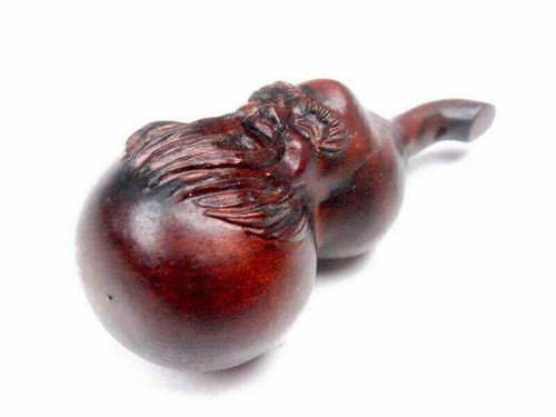 Boxwood Hand Carved Japanese Netsuke Sculpture Bottle Gourd Immortal #12302101 - Picture 4 of 6