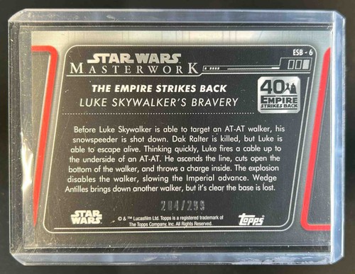 2020 Star Wars Masterwork Empire Strikes Back Luke Skywalker Red #204/299 - Picture 2 of 2