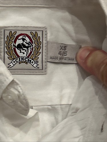 CINCH Boys or Girls XS 4-5 White Long Sleeve Shirt Button Down Rodeo Cavendars - Picture 5 of 12