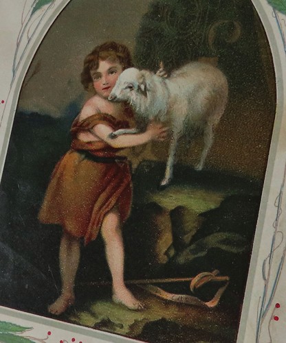 2 Antique c1900 HOLY Chromos MADONNA + Baby / Child w LAMB * Custom 10" Mats - Picture 5 of 6