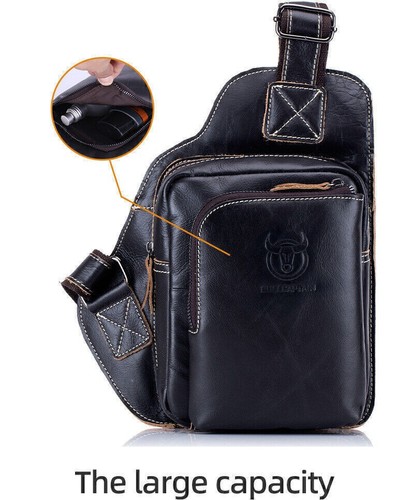 Herren Sling Rucksack Echtleder Brusttasche Crossbody Tasche Schultertasche - Bild 9 von 18