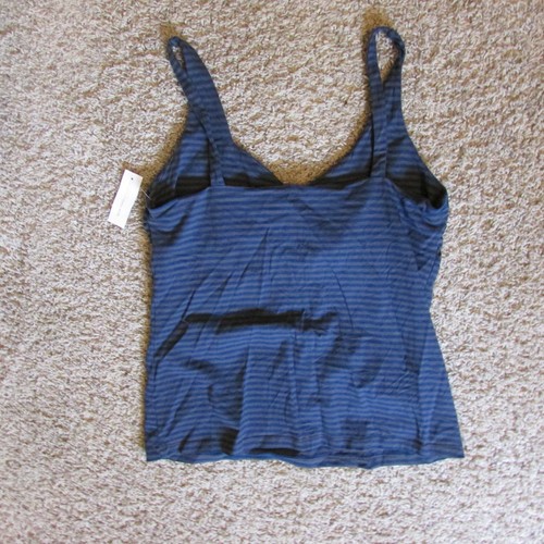 NWT New York & Company XL Blue Gray Striped Lined Bra Shelf Tank Top VNeck - Picture 2 of 2