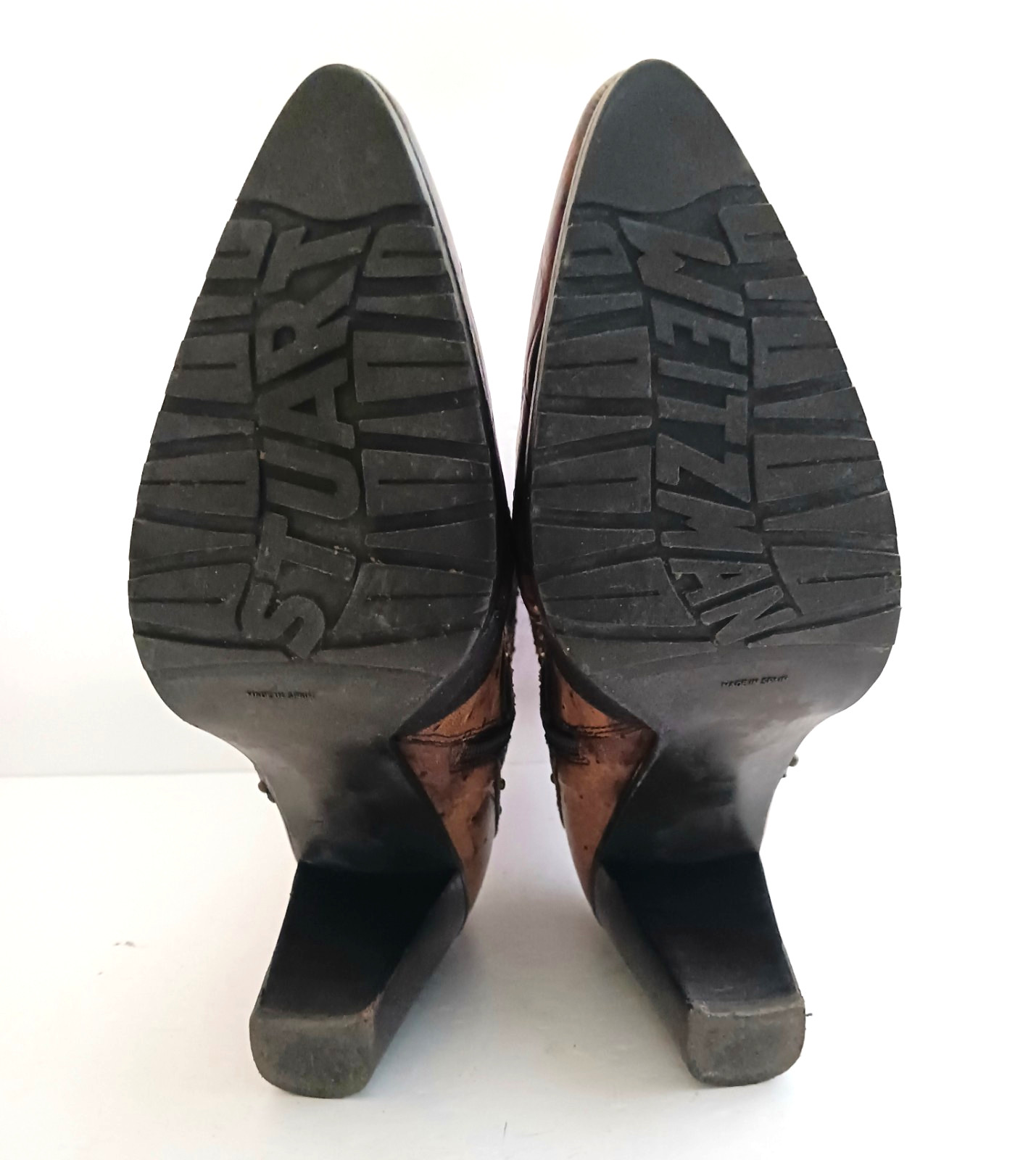 Stuart Weitzman Stampede Brown Croco Python Ostri… - image 11