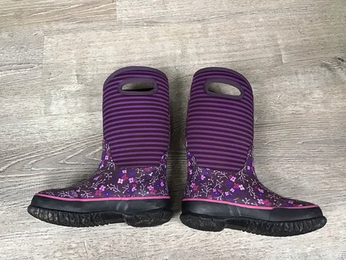 Bogs Niñas Jóvenes 1 Clásico Púrpura Flor Aislado Impermeable Invierno Botas de Nieve - Imagen 9 de 12