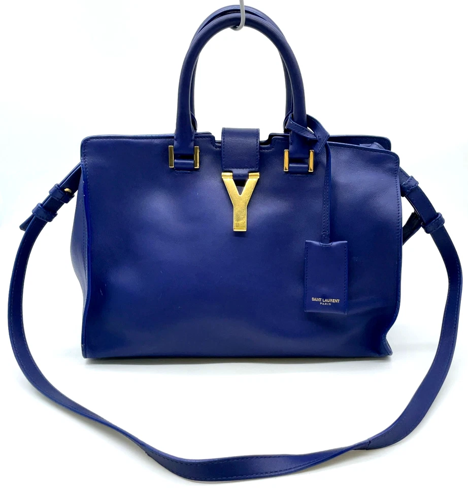 Authentic Yves Saint Laurent Leather Blue 2way Shoulder bag W/Dust bag NS110876 - Image 2 of 4