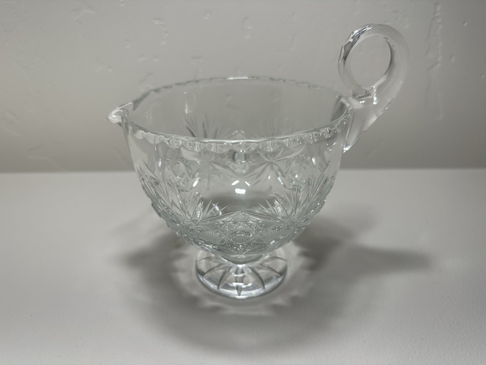Vintage OFNAH Hand Cut Lead Crystal Gravy Dish with Foot 24% PBO Poland