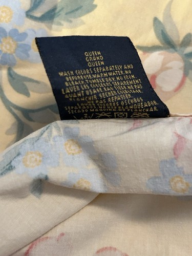 Ralph Lauren VTG Flat Sheet Queen Parsonage Pale Yellow Floral Ruffle Cottage - Picture 4 of 6