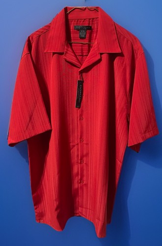 Domani Platinum Red Polyester Short Sleeve Button Down Size XL - Picture 1 of 4