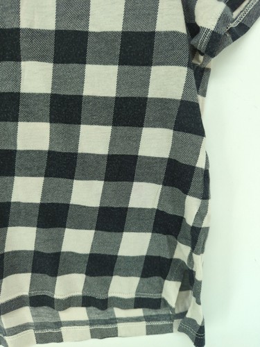 Monki Women's Top M White Checkered 100% Cotton Short Sleeve Round Neck Basic - Picture 5 of 6