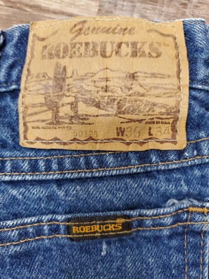 Vintage Genuine Roebucks Jeans Mens 36x34 Actual 34 Retro Blue