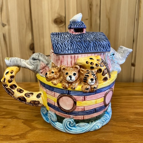 Noah’s Ark Animal Teapot Ceramic Collectible Nautical Farmhouse Jay Imports VTG - Picture 6 of 14