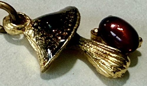 Vintage 1970er Metall Pilz Halskette 17" feine Kette, 1/2" Anhänger New Old Stock - Bild 5 von 8