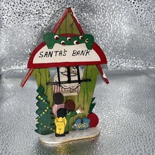 Emgee Hawaii Ornament Vintage Hawaiian Christmas Wood Santa's Bank