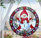 SUNCATCHER- Christmas Snowman, Acrylic Stained-Glass Effect, 9"x9" Christmas