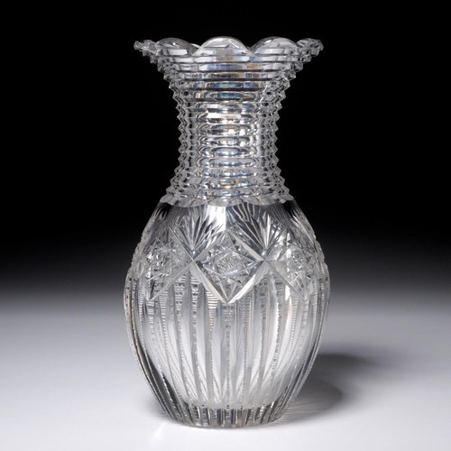 Vintage American Brilliant Period ABP Cut Crystal Clear Glass Vase 9.75in h - Picture 1 of 7