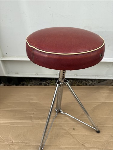 Versandkostenfrei.  Vintage Premier Drum Thron, Sitz, Stall, Hocker.  Rotes Top. Verstellbar - Bild 7 von 21