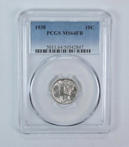 1938 Mercury Dime MS64 FB PCGS Blue Label