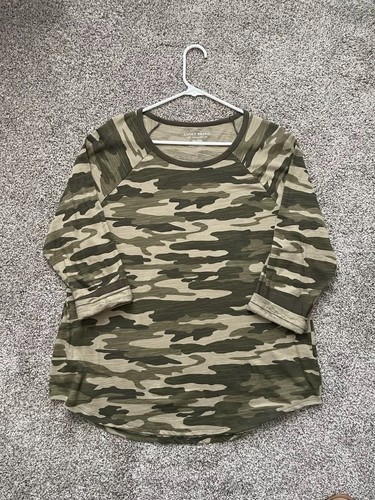 Lucky Brand Popover T Shirt Top Grün Camo Shirt Gr. XL