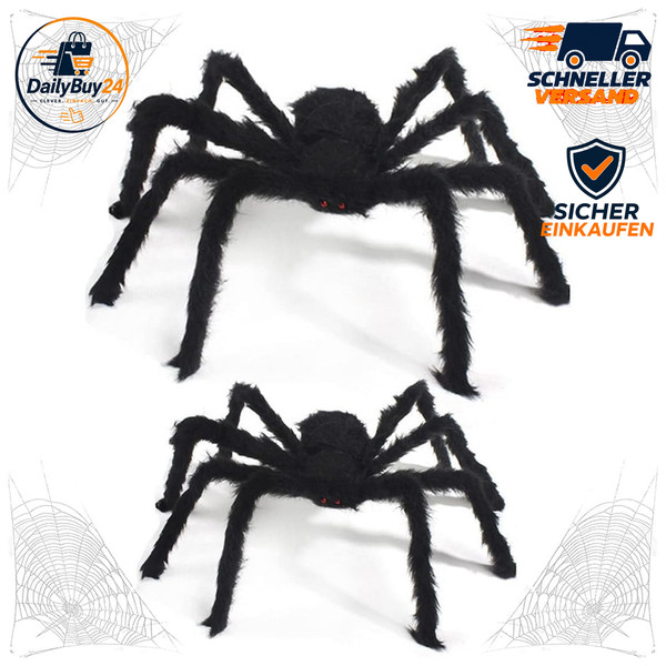 Halloween Spinnen 90Cm 75Cm Riesenspinne Spinnennetz Dekoration Gruselig-image