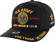 Vietnam Veteran Hat US Army Official Licensed Veterans One Size, Black