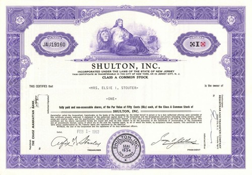 Shulton, Inc. - Original Old Sprice Manufacturer - 1960's dated Stock Certificat - 第 1/1 張圖片