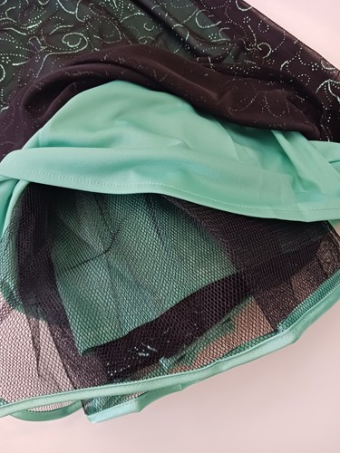 Steppin' Out Size 7/8 Black Teal Green 3 Layer Glitter Party Dress NWT Defects - Picture 5 of 5