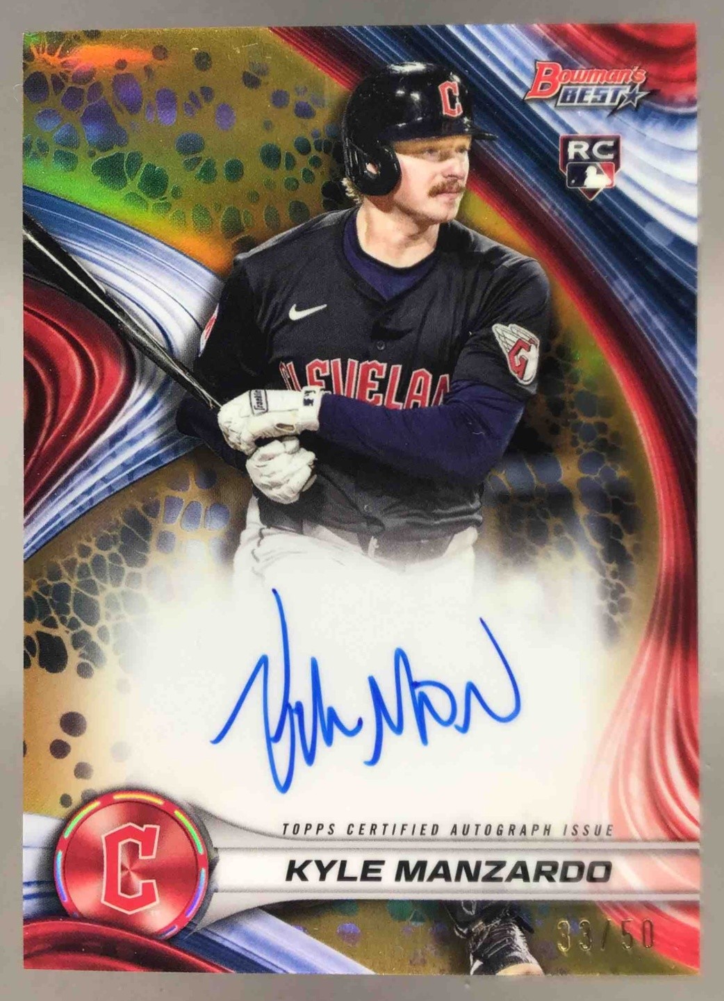 2024 Bowman Bowman's Best Kyle Manzardo Gold Refractor /50 #B24-KM RC Auto