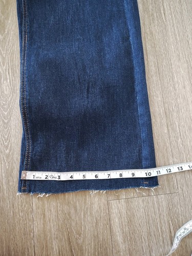 OAT New York Damenjeans Größe 14 W hoher Bund weites Bein roher Saum blau Denim Hose - Bild 8 von 14