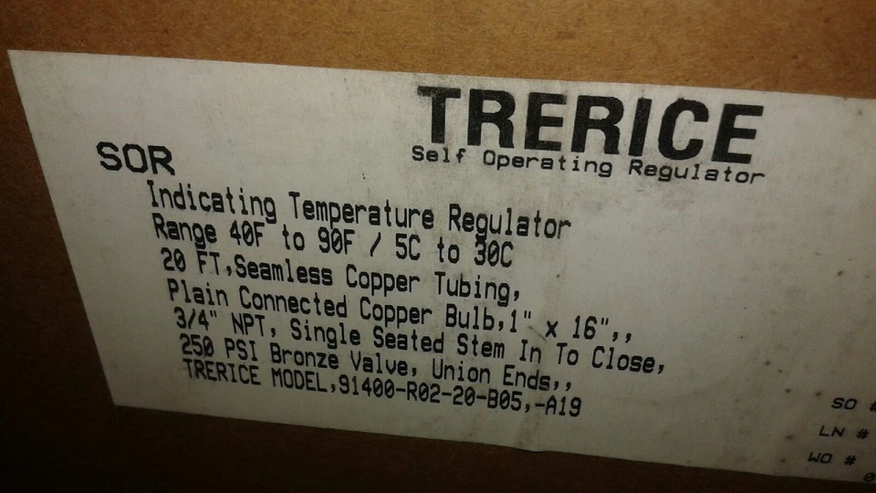 Trerice 91400-R02-20-B05-A19 Self Operating Regulator - New in Box - Image 2 of 2