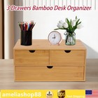 Bamboo Desk Organizer with 3 Drawers, Tabletop Storage Box No Assembly Required