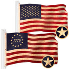 Combo Pack: American Usa TeaStained Flag 5x8 Ft & 1776 TeaStained Flag 5x8