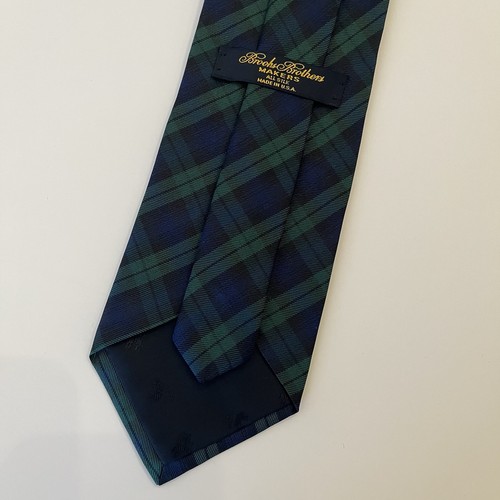 Brooks Brothers cravatta seta uomo 58x3,5 verde navy nero orologio plaid tartan USA - Foto 6 di 6