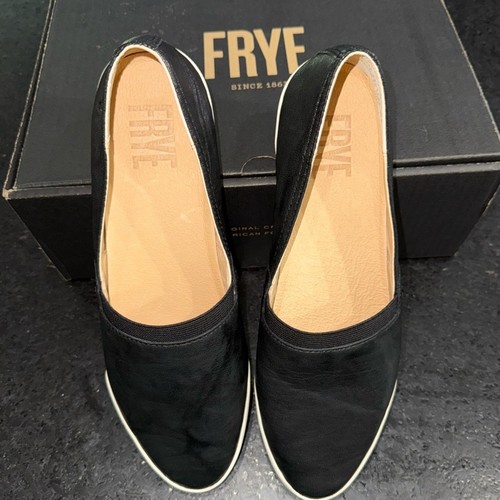 NEW FRYE MELANIE SLIP ON BLACK GENUINE LEATHER BUTTERY SOFT SNEAKERS 8.5 - Picture 7 of 13