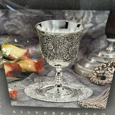 Kiddush Cup & Saucer Silver Plated Grapes & Grape Leaf Design BRAND NEW IN BOX!!