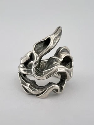 Gackt DARTS GIGOR Gothic Punk Biker Sterling Silver Fire Flames Men's Ring - Image 1 of 4
