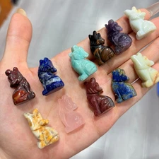 5pc Natural mix Quartz hand Carved Mini wolf crystal carving reiki