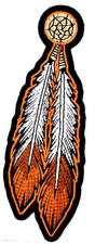 Brown Feathers With Dream Catcher Iron On Sew On Embroidered Patch 2.25"x 6.5"