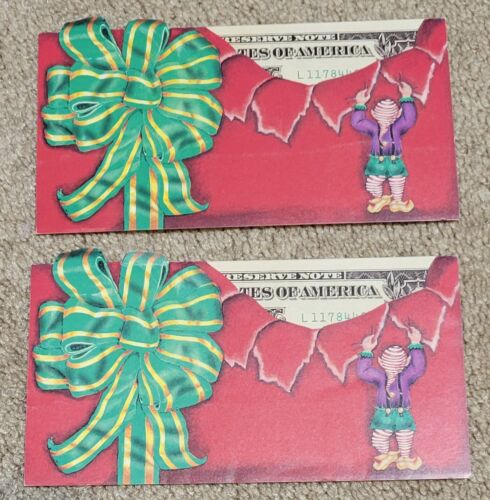Lot of (2) 1993 CONSECUTIVE GEM UNCIRCULATED $1.00 SANTA CLAUSE NOTES ENVELOPE - Picture 2 of 11