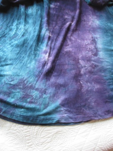 EARTHBOUND SIZE M SHEATH DRESS LSLV TIE-DYE RAYON PURPLE TEAL LTWEIGHT FLARE MEX - Picture 6 of 7