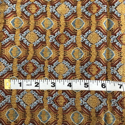 Great Wall Blue Brown Maroon Gold Leaf Medallion RJR Fashion Fabrics READ 1+ Yd - Picture 3 of 7